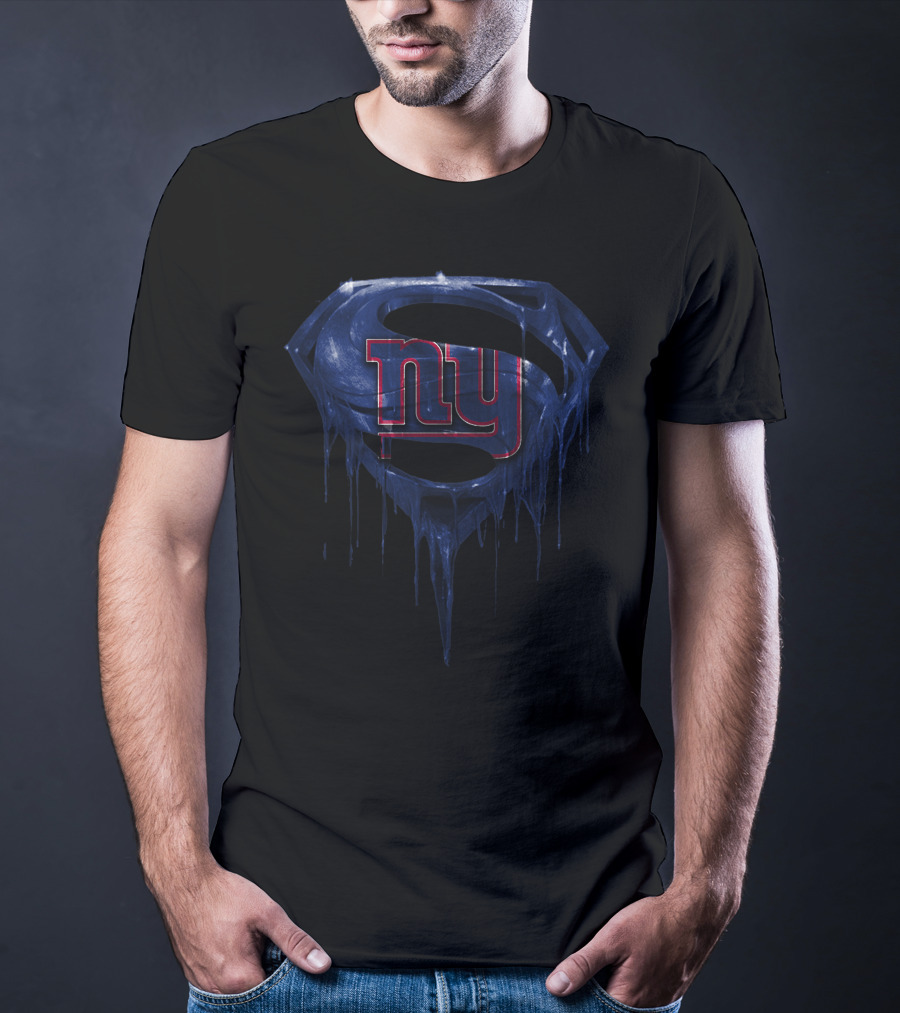 New York Giants Superman Logo Dripping Effect T-Shirt