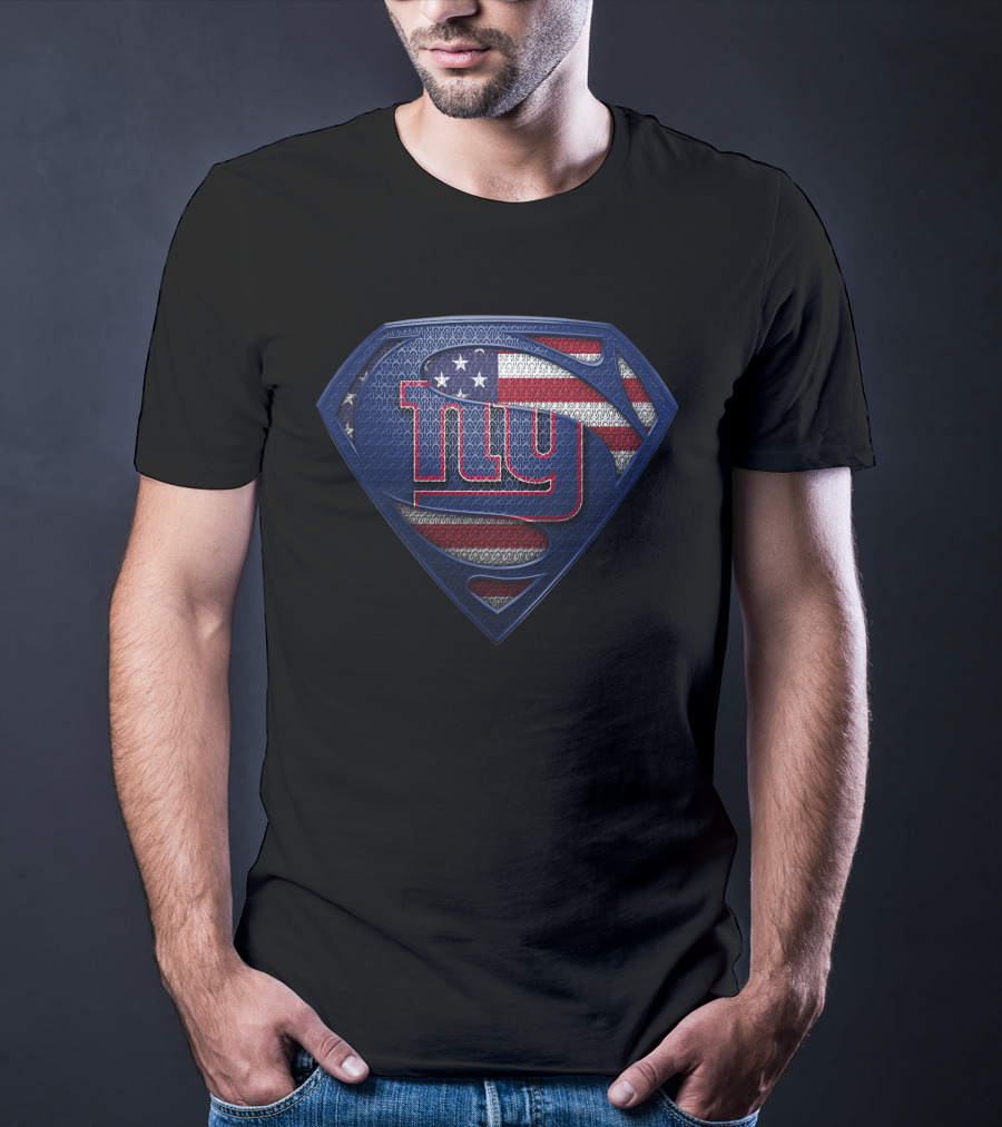 New York Giants American Flag Superman Shield T-Shirt
