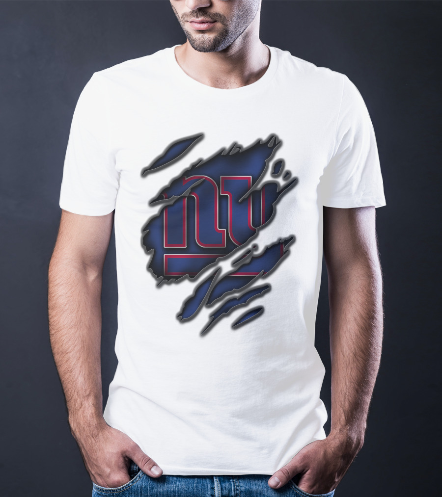 Torn V3 New York Giants Logo Rip Effect T-Shirt