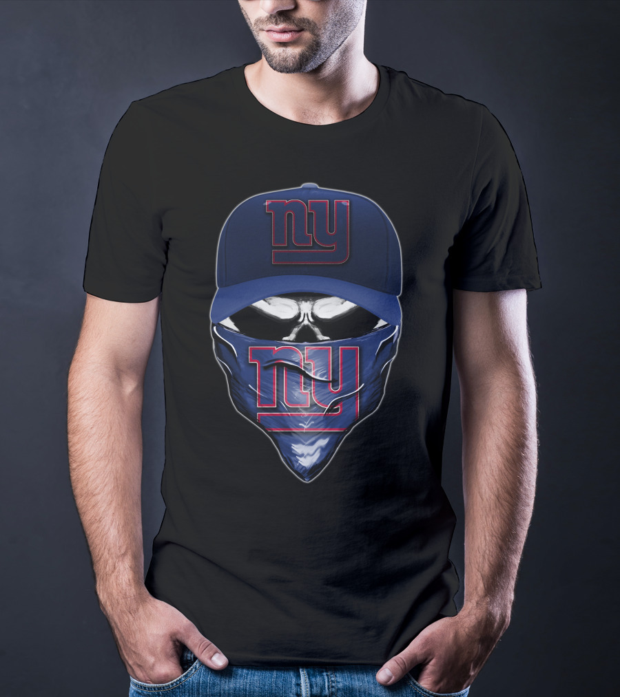 Skull V6 New York Giants Ny Logo Cap And Bandana T-Shirt