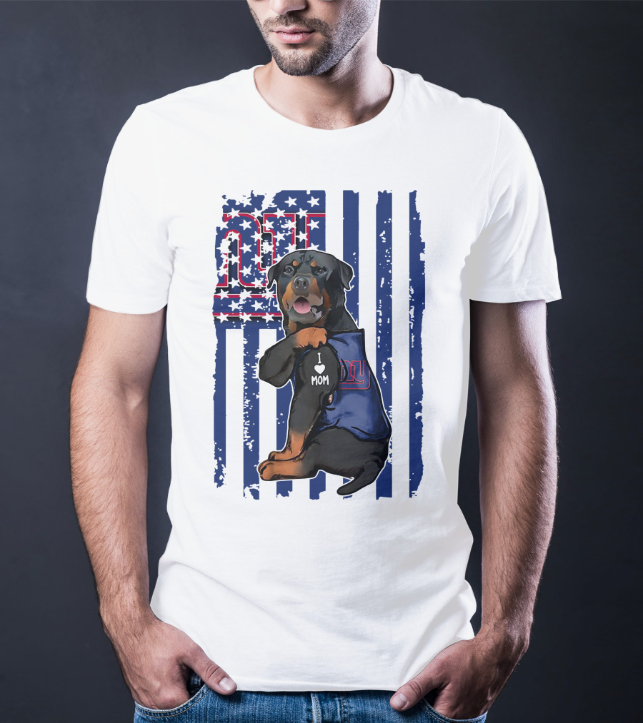 Rottweiler I Love Mom New York Giants Fan T-Shirt