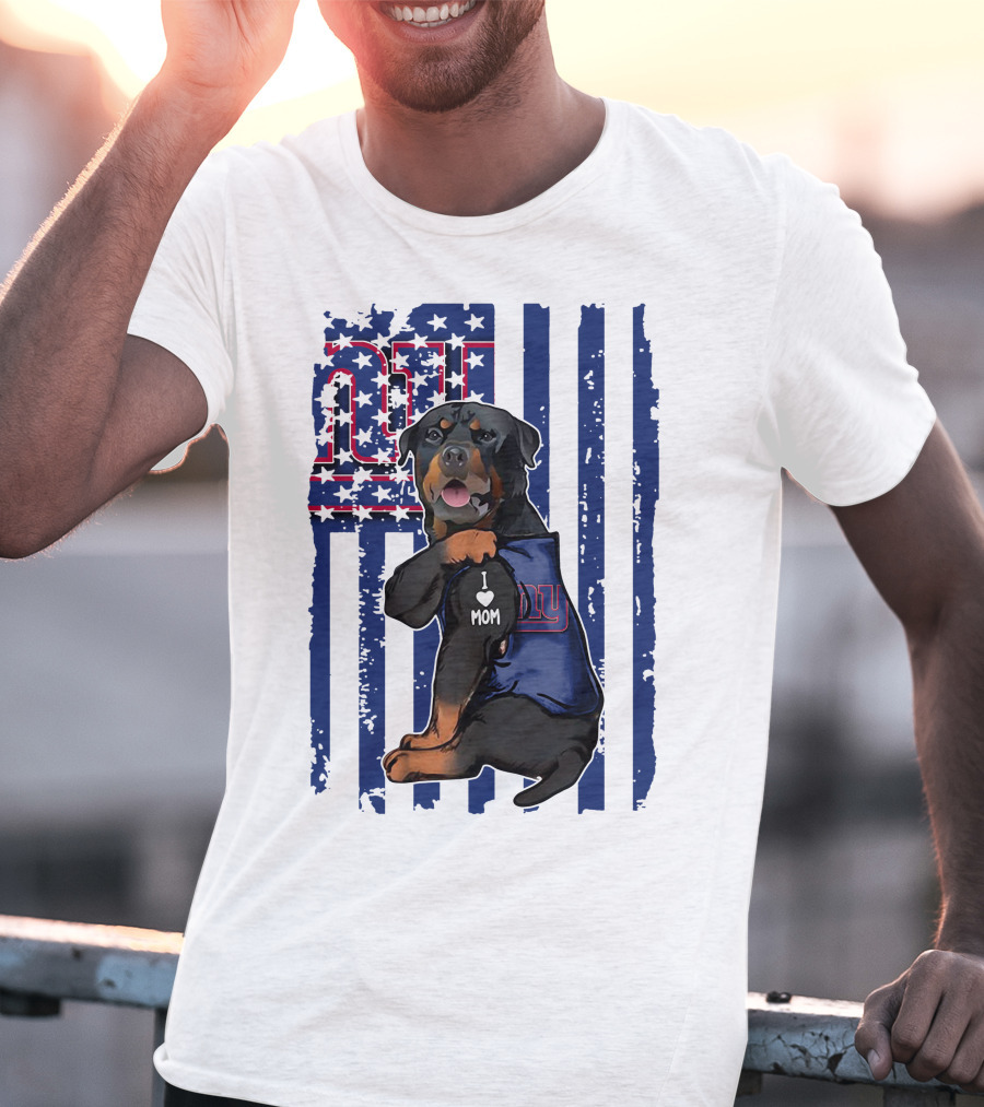 Rottweiler I Love Mom New York Giants Fan T-Shirt