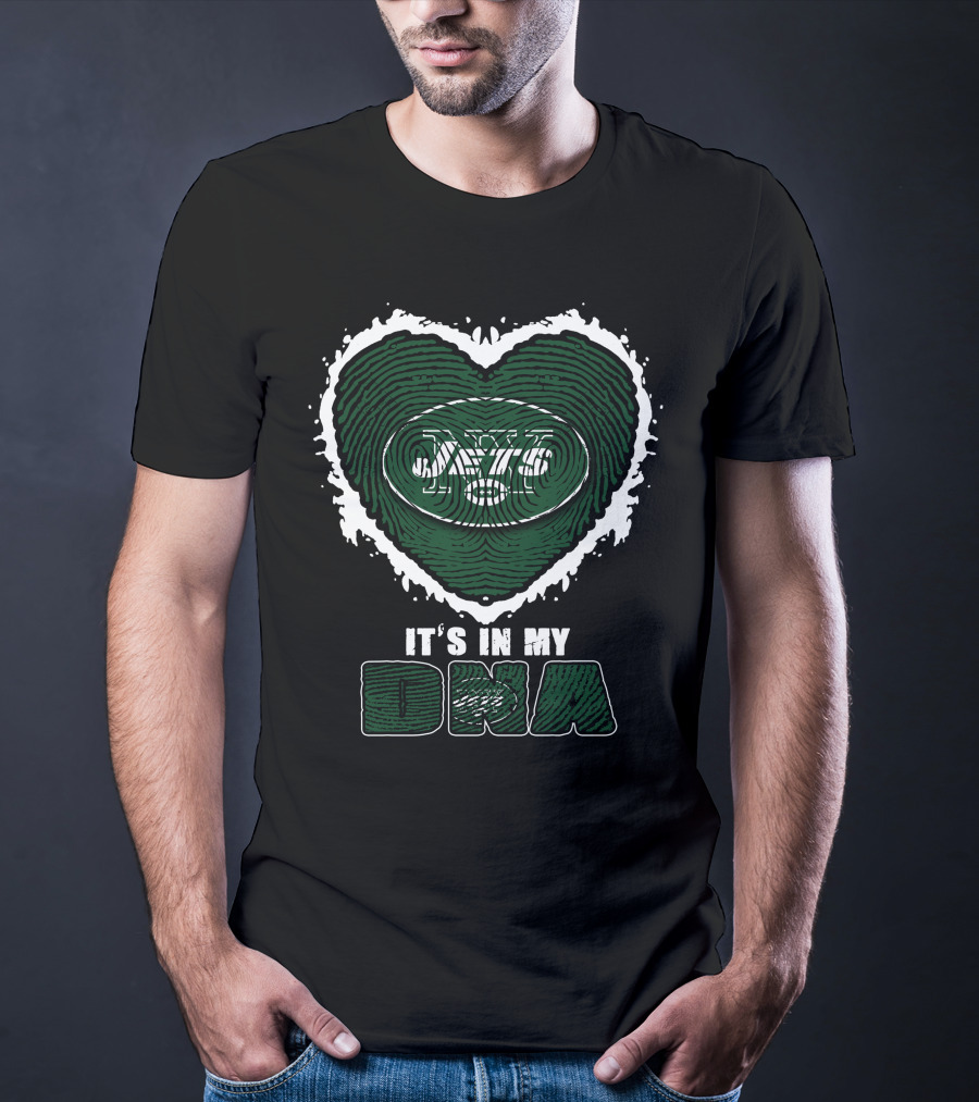 It's In My DNA New York Jets Heart Fingerprint T-Shirt