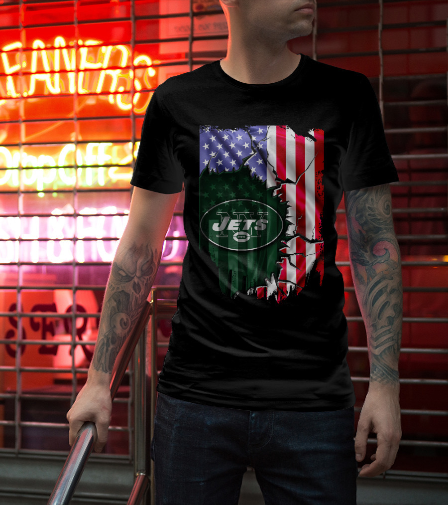 New York Jets American Flag Rip T-Shirt