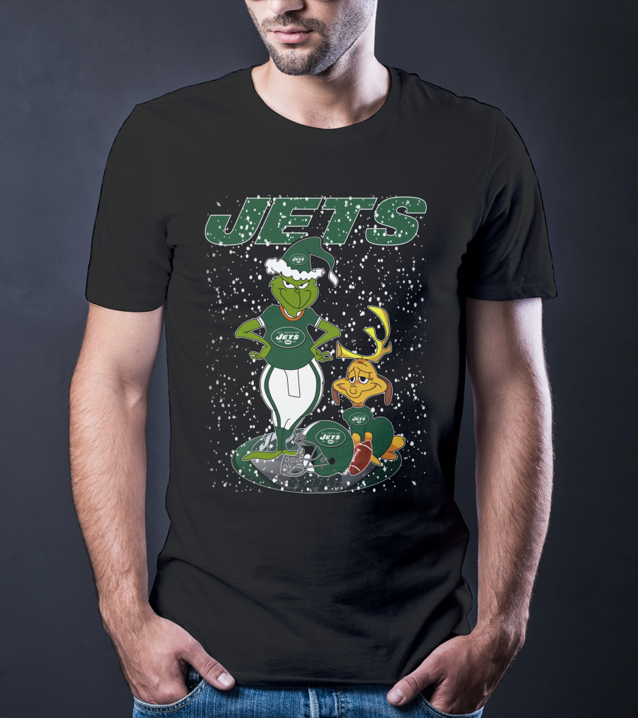 Grinchxmas New York Jets Holiday Football Fun T-Shirt