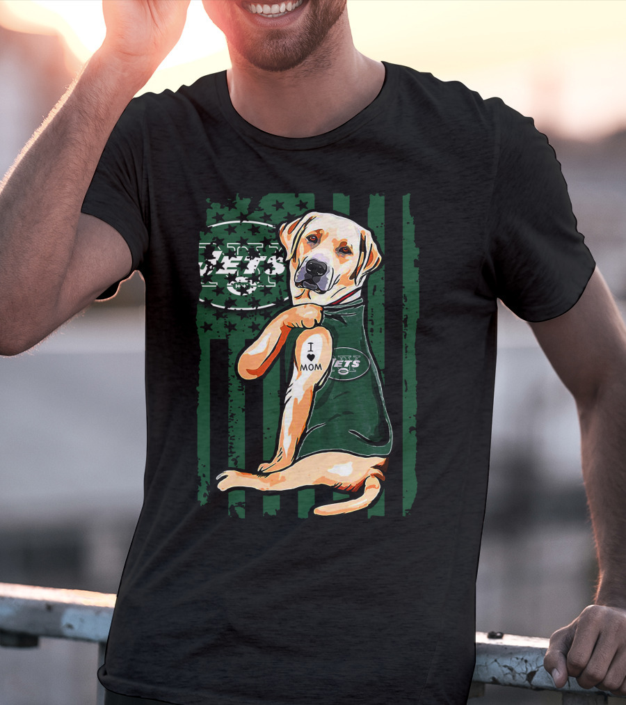 Labrador Retriever New York Jets I Love Mom T-Shirt