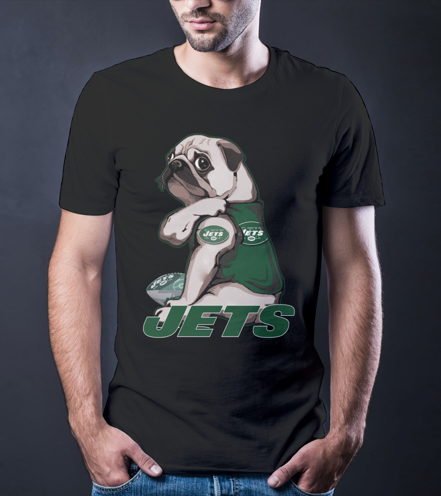 Pug Jets New York Football Fan T-Shirt