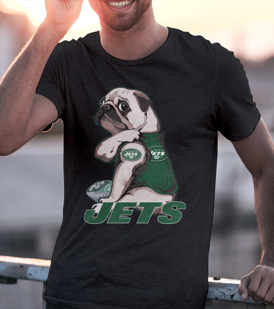 Pug Jets New York Football Fan T-Shirt