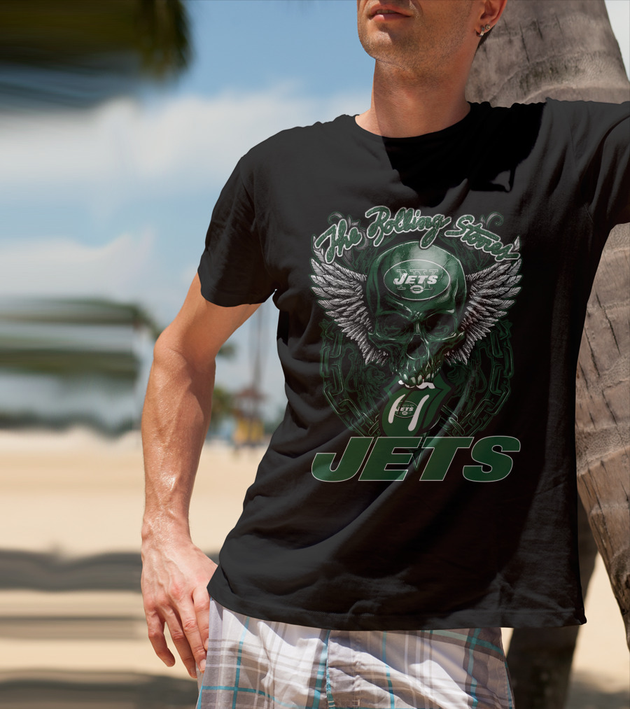 The Rolling Stones New York Jets Skull And Wings T-Shirt