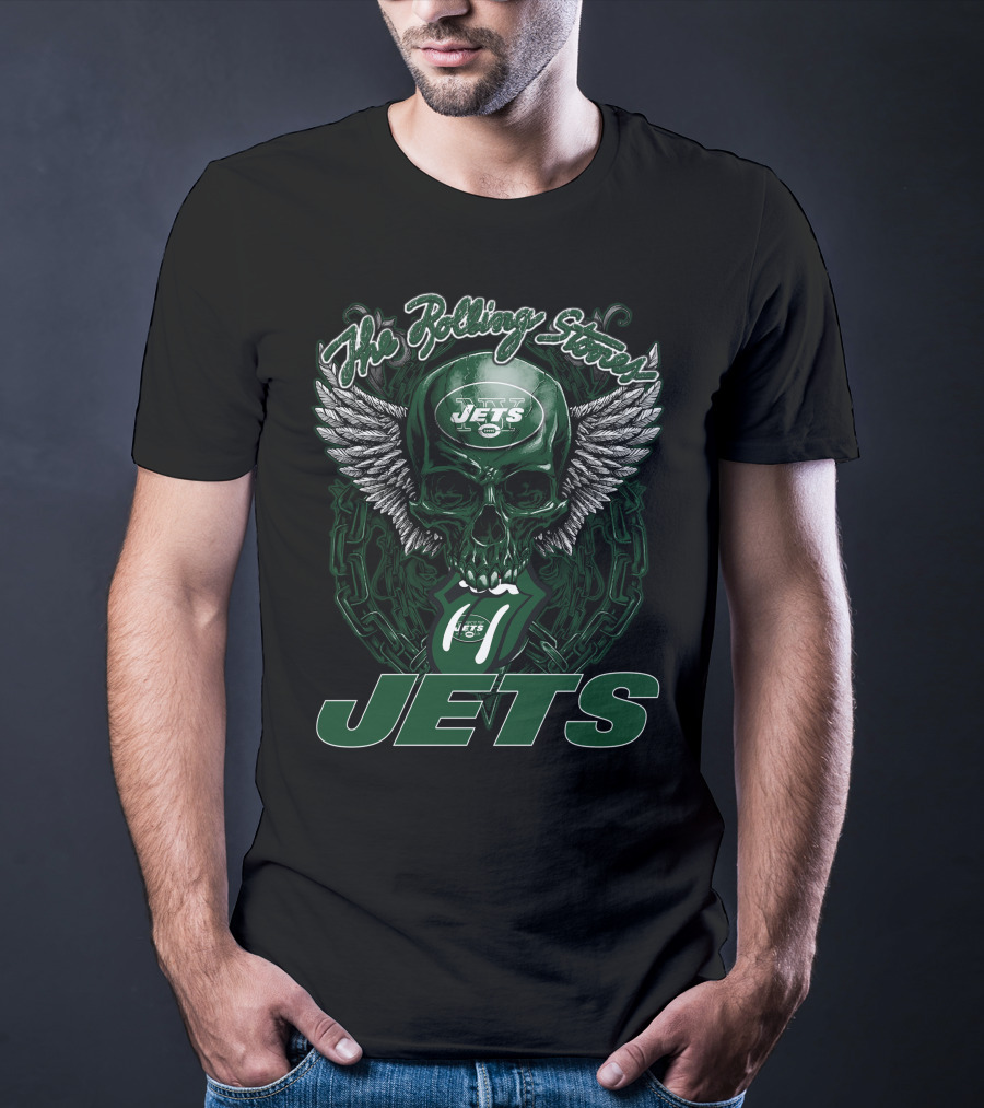 The Rolling Stones New York Jets Skull And Wings T-Shirt
