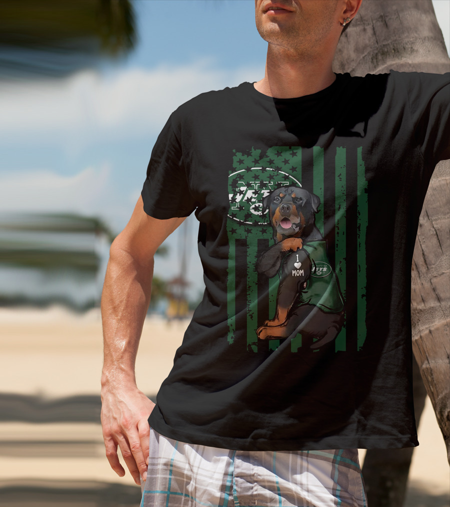 Rottweiler I Love Mom New York Jets Fan Gear T-Shirt