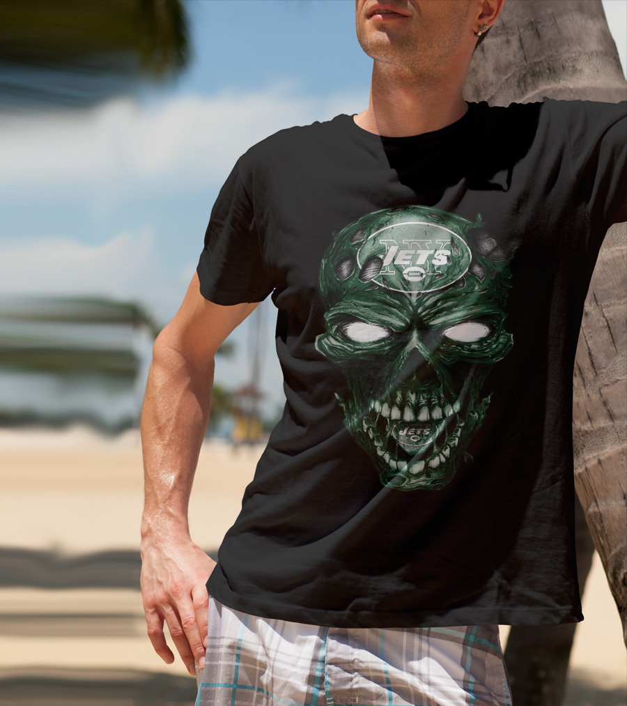 Skull V2 Jets New York NFL T-Shirt