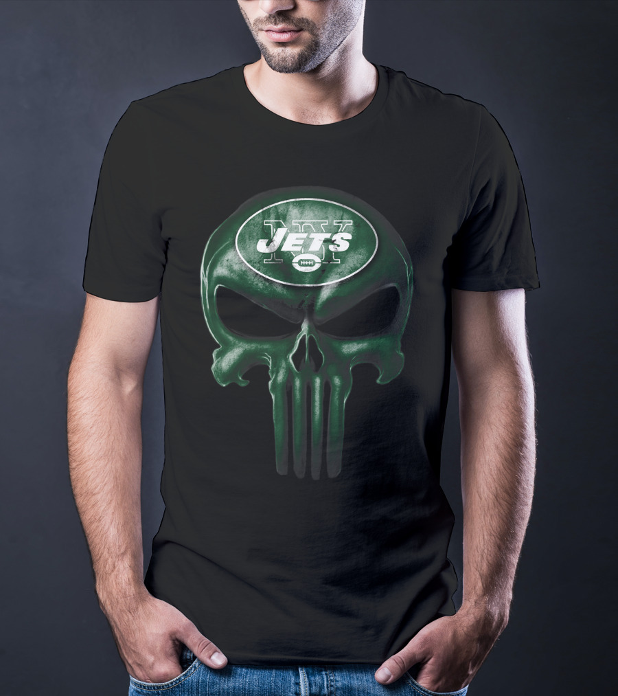 Skull V3 New York Jets NFL Logo Fusion T-Shirt