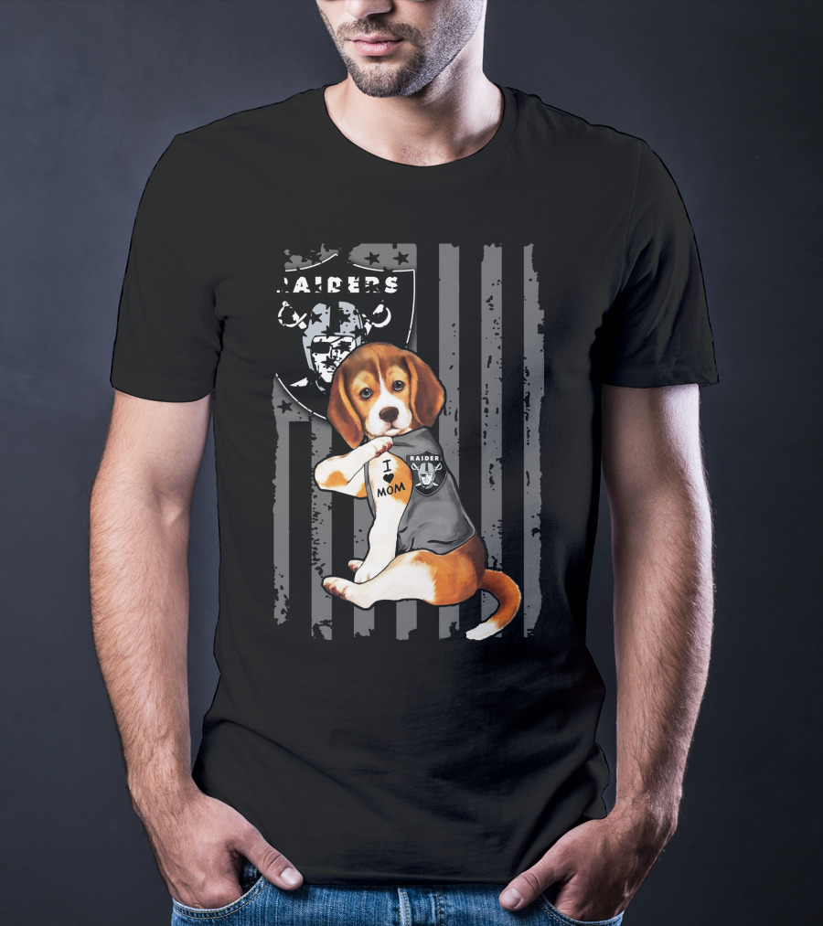 Beagle Raiders I Love Mom NFL Fan T-Shirt