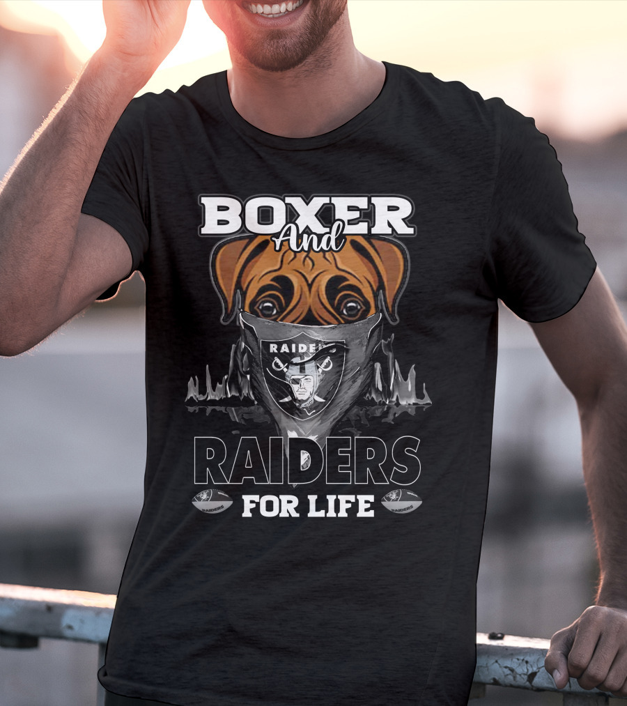 Boxer And Raiders For Life Raider Fan Mask Bulldog T-Shirt