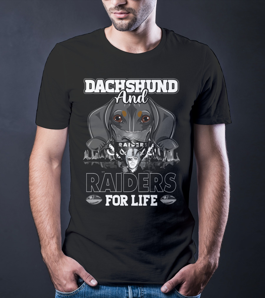 Dachshund And Raiders For Life With Raider Symbol And Helmet T-Shirt
