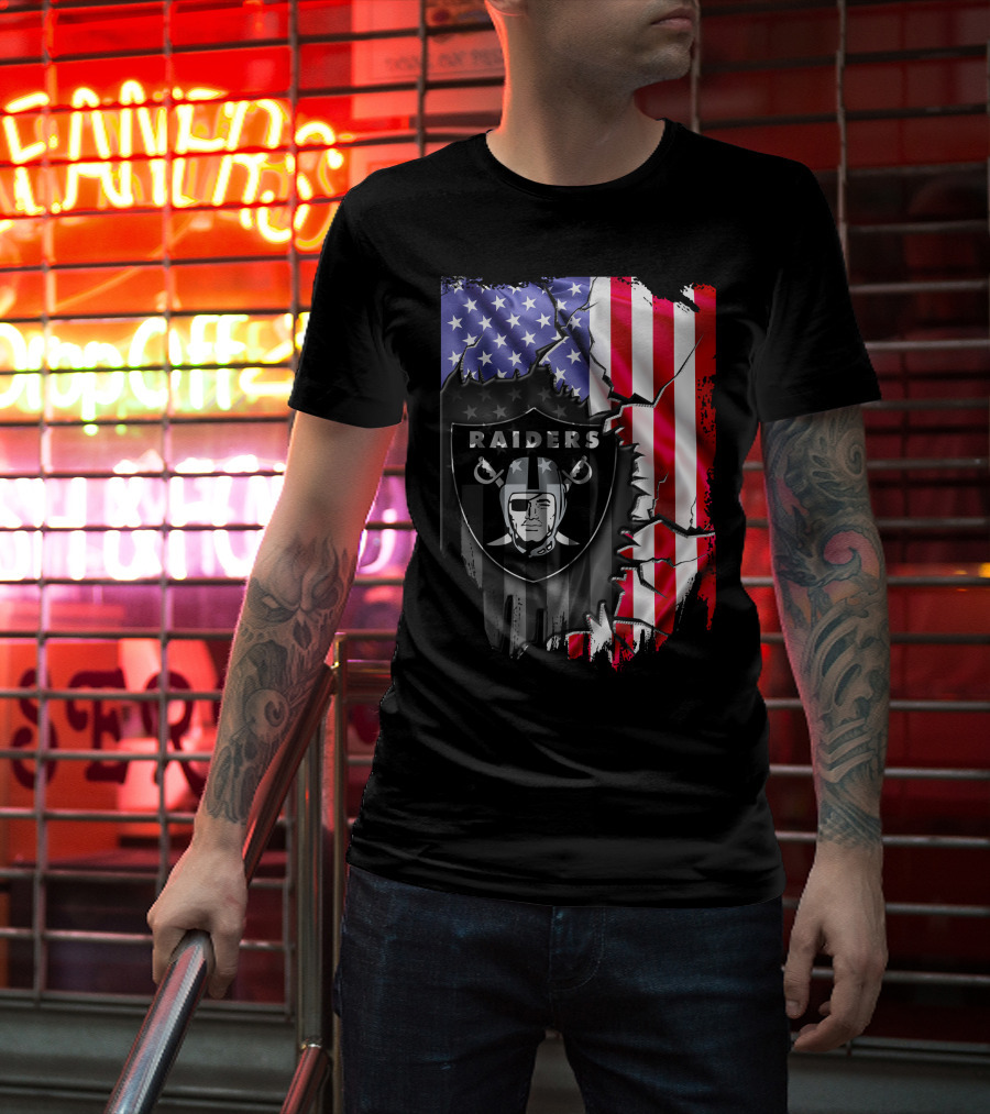 Flag V2 Raiders American Flag Patchwork T-Shirt