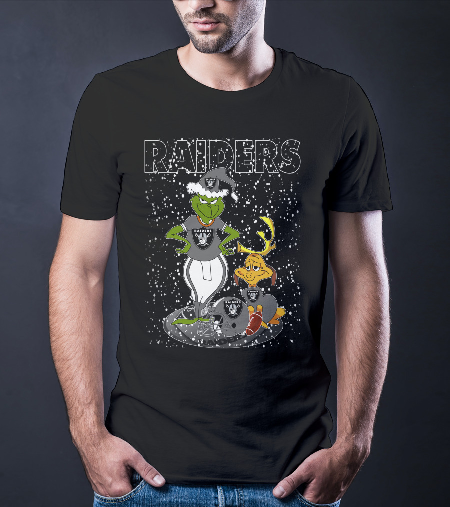 Grinchxmas Raiders Christmas Grinch With Raiders Logo Snowflakes T-Shirt