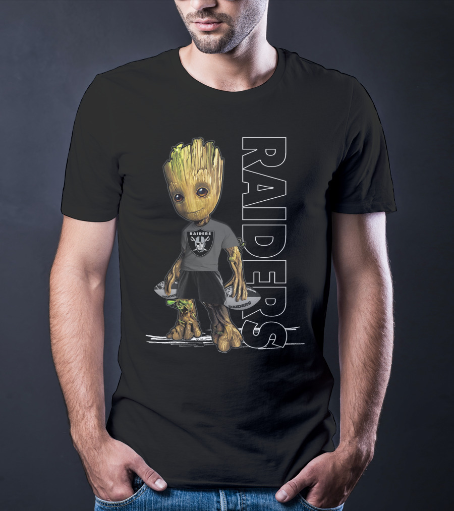 Groot Raiders Holding Football With Raiders T-Shirt