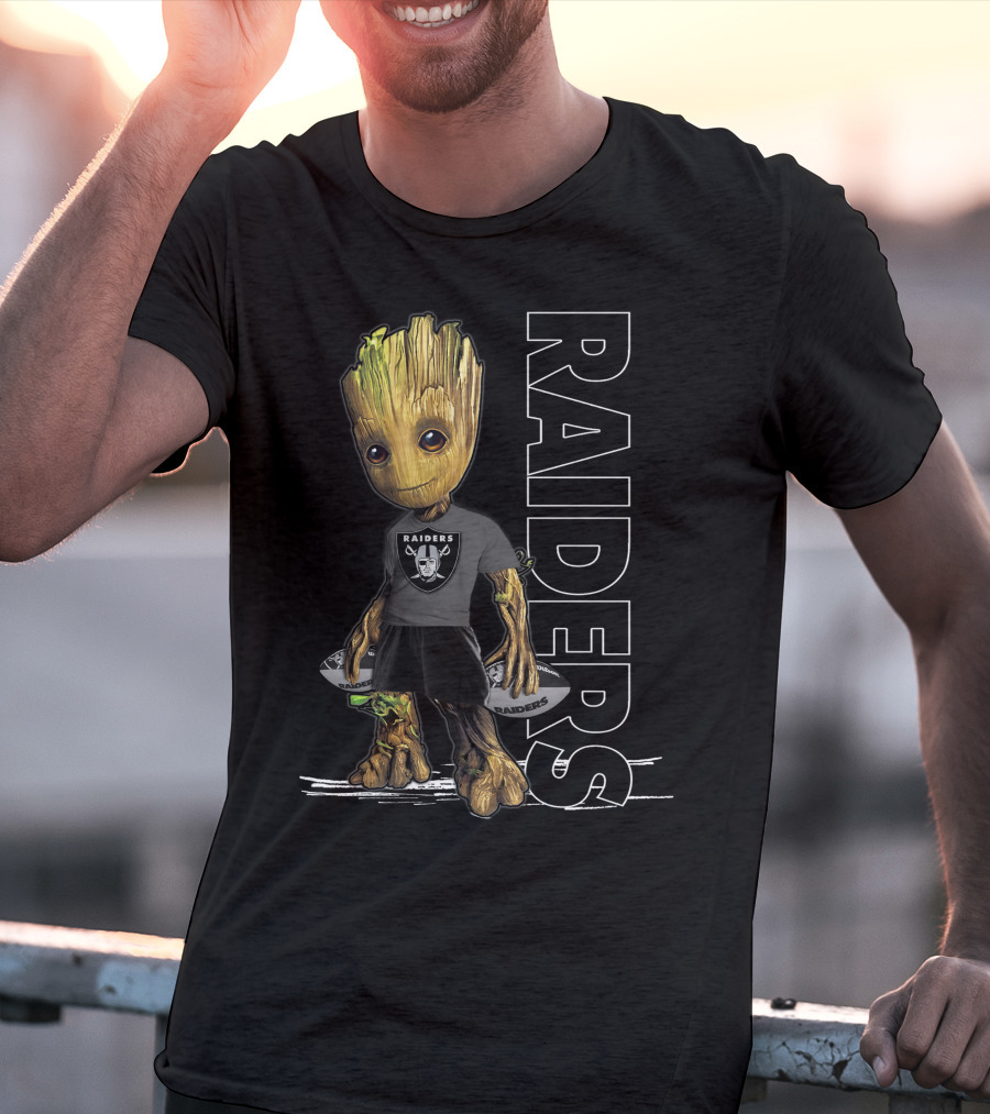Groot Raiders Holding Football With Raiders T-Shirt