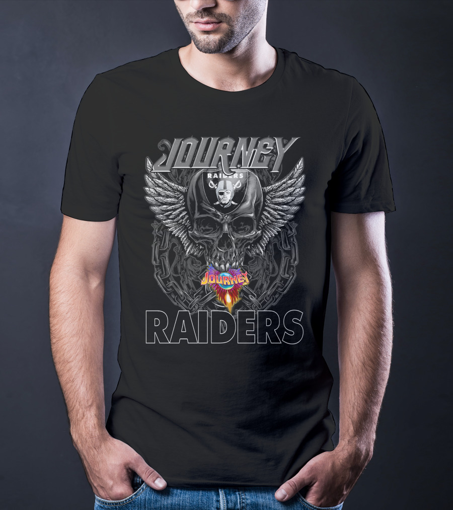 Journey Raiders Skull With Wings And Chains T-Shirt