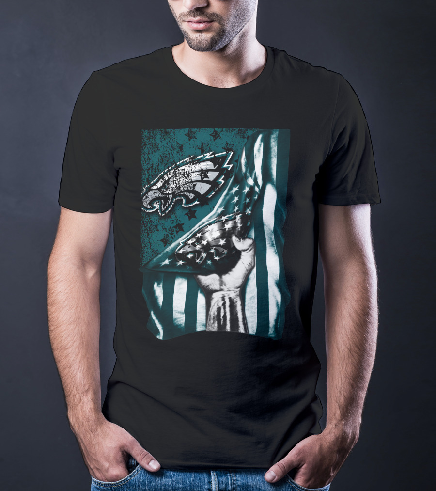 Philadelphia Eagles American Flag Fist Emblem T-Shirt
