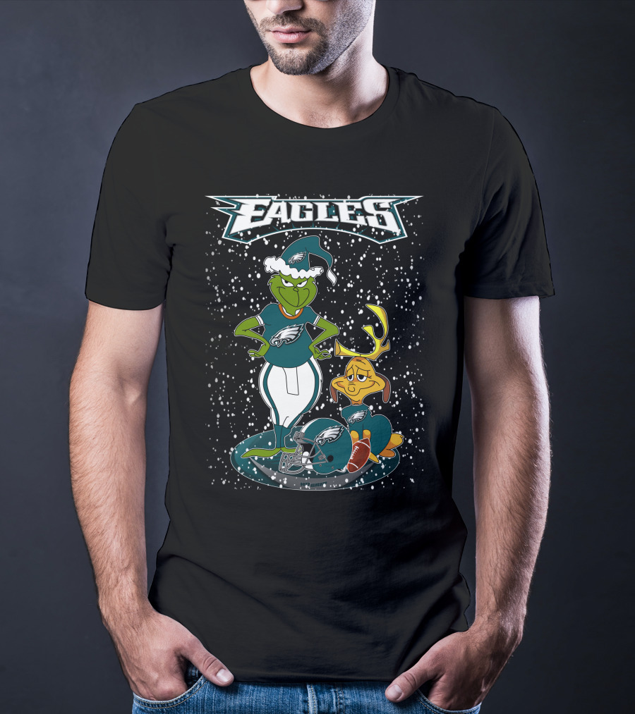 Philadelphia Eagles Grinch Christmas Football Fan Gear T-Shirt
