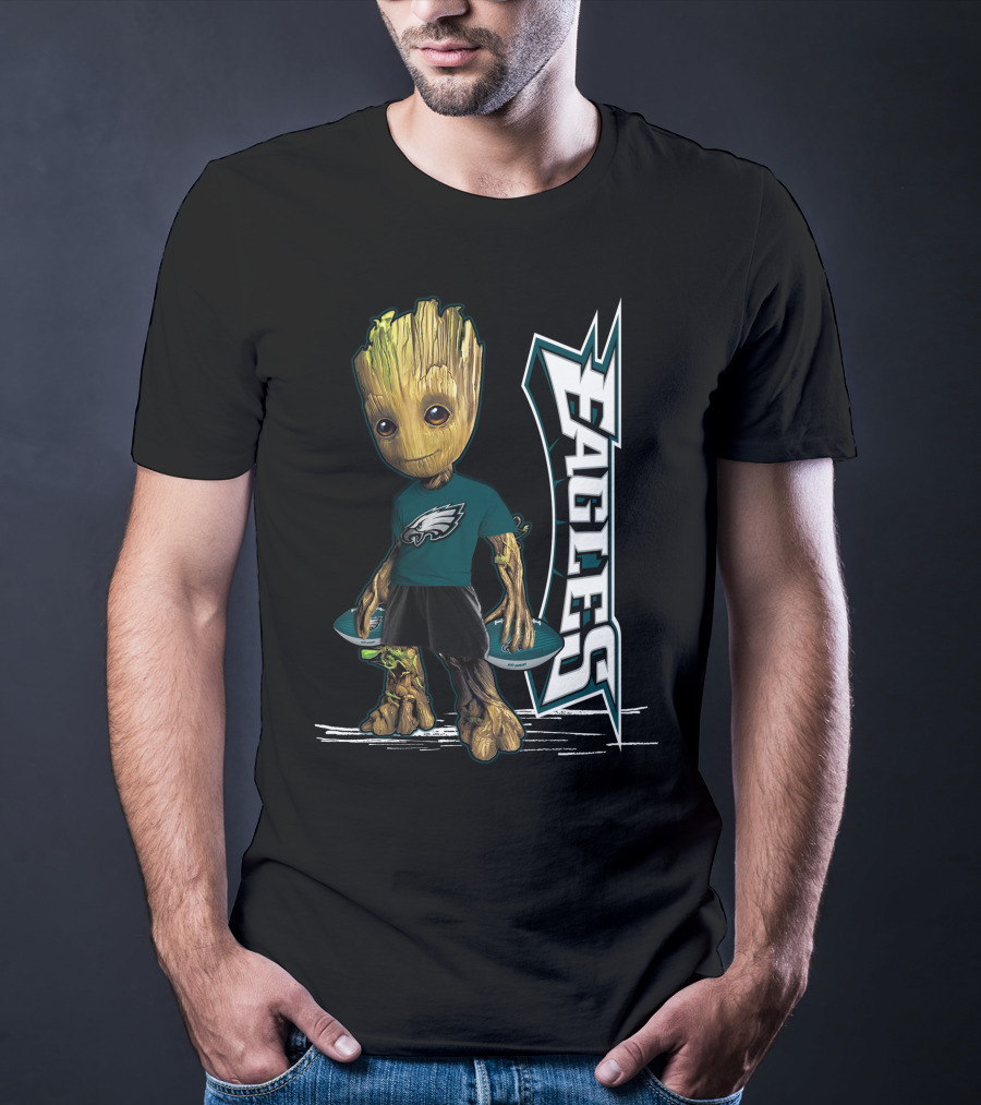 Groot Philadelphia Eagles Football Team Fan Character NFL T-Shirt