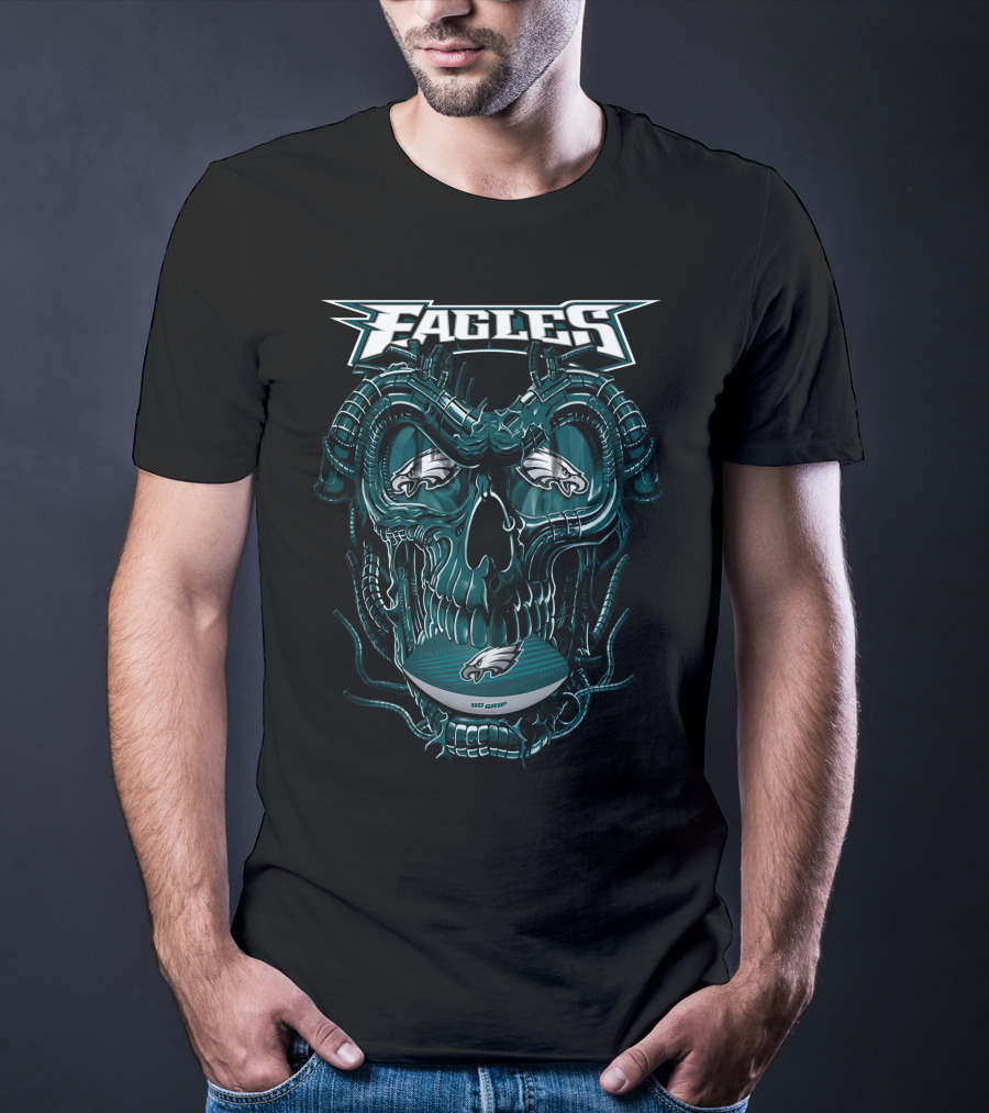 Philadelphia Eagles Dragonskull Fusion With Iconic Football Elements T-Shirt