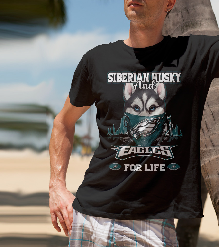 Siberian Husky And Eagles For Life T-Shirt