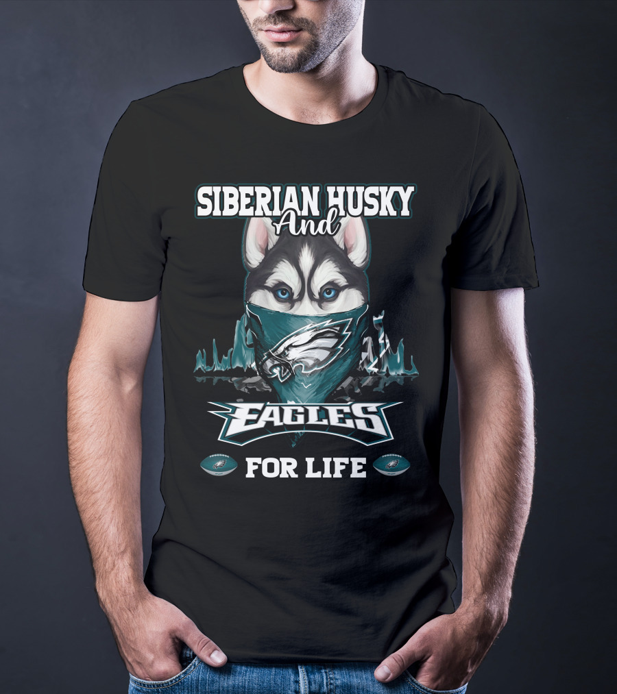 Siberian Husky And Eagles For Life T-Shirt