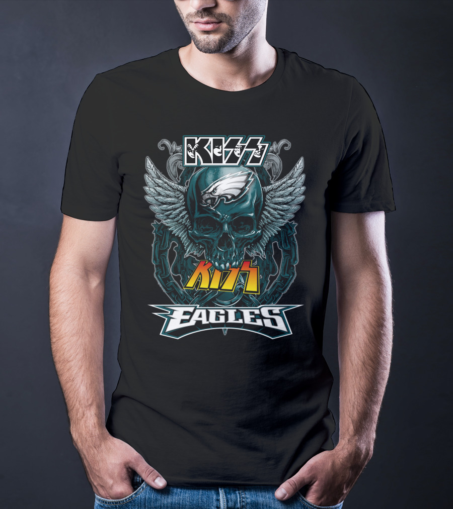 Kiss Eagles Philadelphia Skull Wing T-Shirt