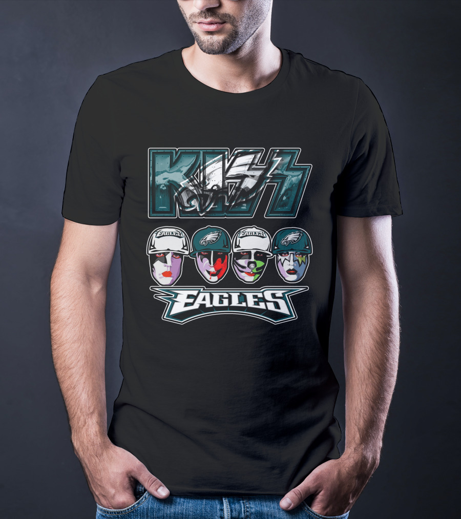 Kiss Band Meets Philadelphia Eagles Face Paint Fans T-Shirt
