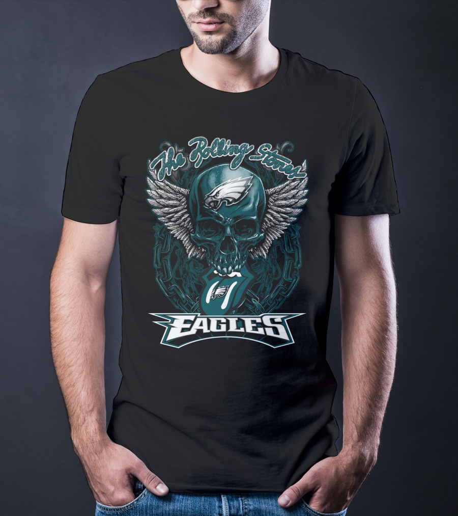 The Rolling Stones Eagles Skull With Wings And Philadelphia Eagles T-Shirt