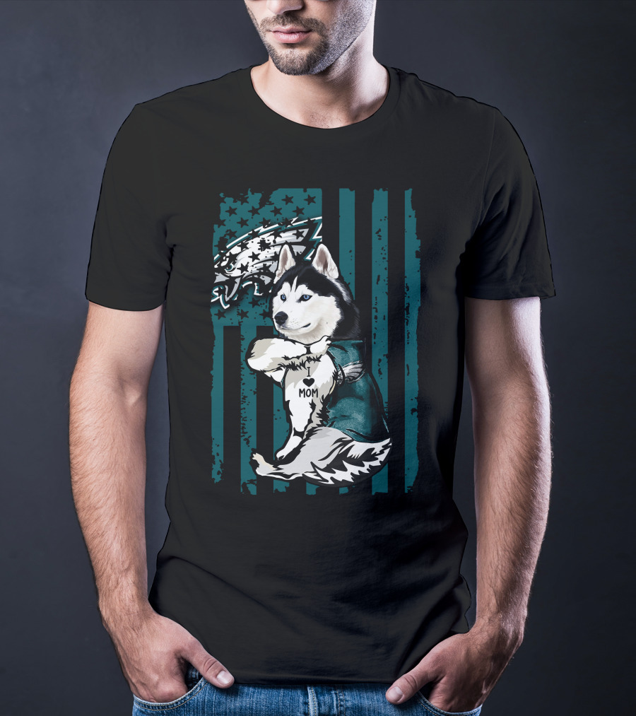 Philadelphia Eagles Siberian Husky Mom T-Shirt