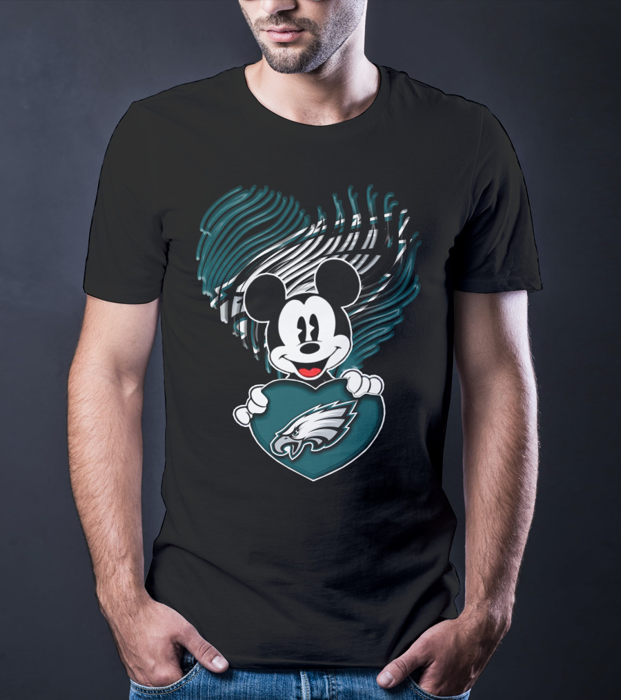 Philadelphia Eagles Heart Mickey Mouse T-Shirt