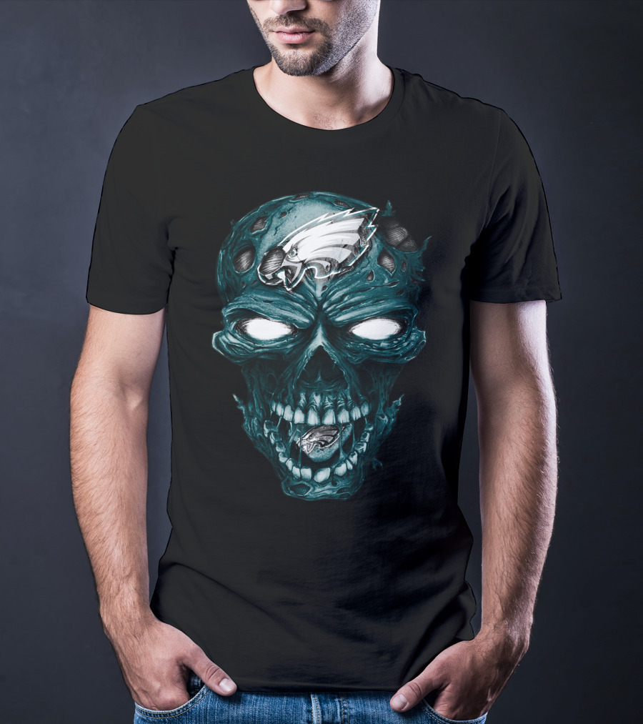Skull V2 Philadelphia Eagles Zombie Face T-Shirt