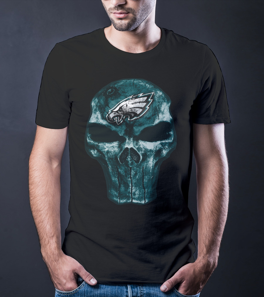 Skull V4 Philadelphia Eagles Emblem T-Shirt