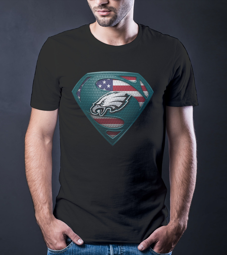 Philadelphia Eagles American Flag Superman T-Shirt