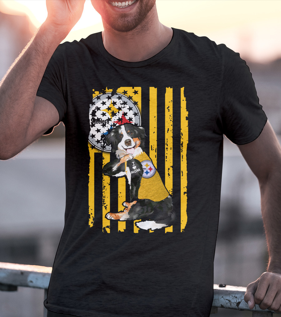 Border Collie Steelers I Love Mom Pittsburgh T-Shirt
