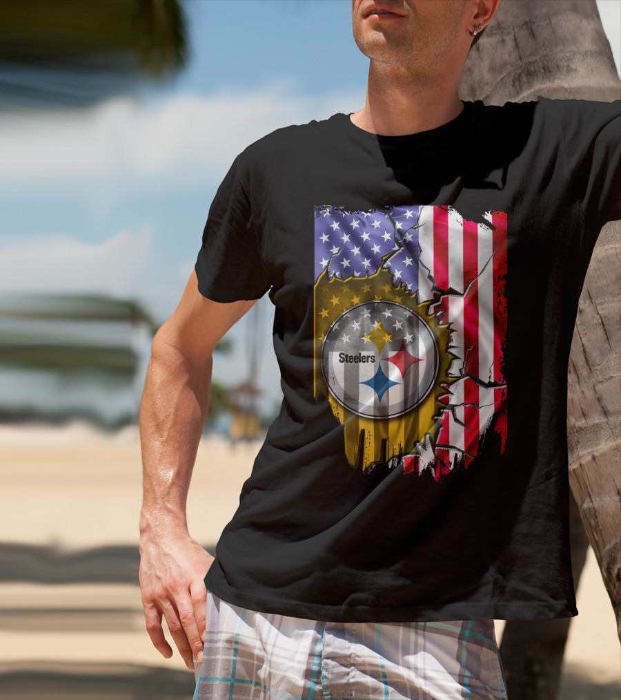 USA Flag Pittsburgh Steelers Logo V2 T-Shirt