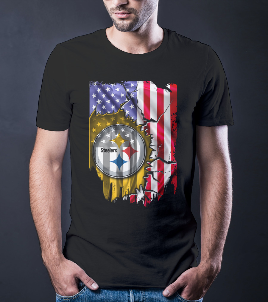 USA Flag Pittsburgh Steelers Logo V2 T-Shirt