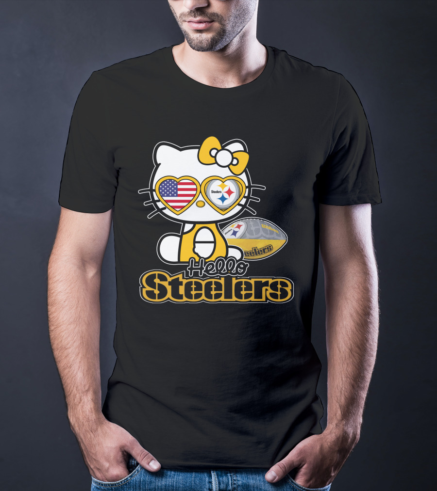Hello Steelers Hello Kitty Pittsburgh Football T-Shirt