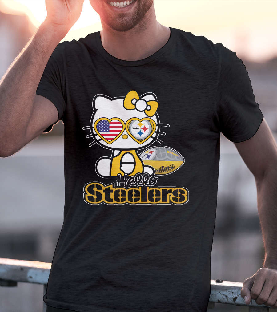 Hello Steelers Hello Kitty Pittsburgh Football T-Shirt