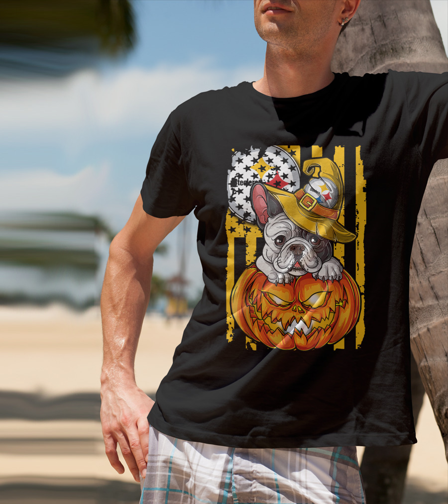 Steelers Bulldog Halloween Pumpkin Pittsburgh T-Shirt