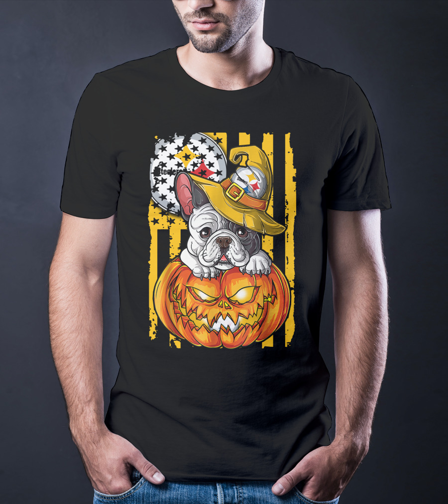 Steelers Bulldog Halloween Pumpkin Pittsburgh T-Shirt