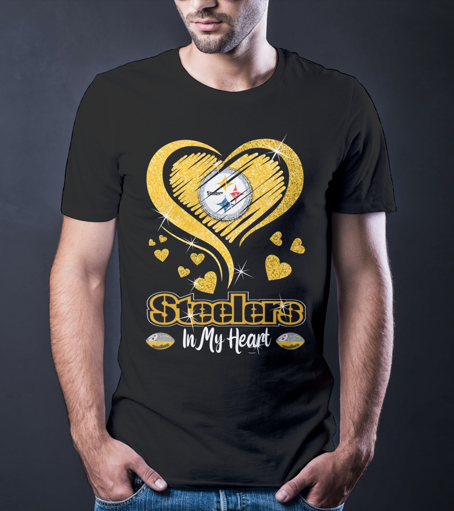 Steelers In My Heart Pittsburgh Sparkling Heart T-Shirt