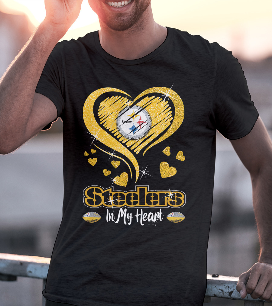 Steelers In My Heart Pittsburgh Sparkling Heart T-Shirt