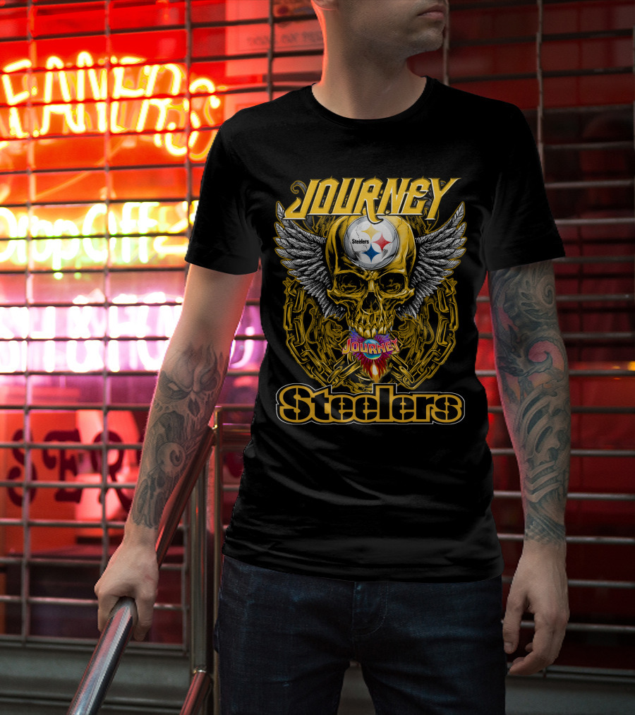 Journey Steelers Skull Wings Chain T-Shirt