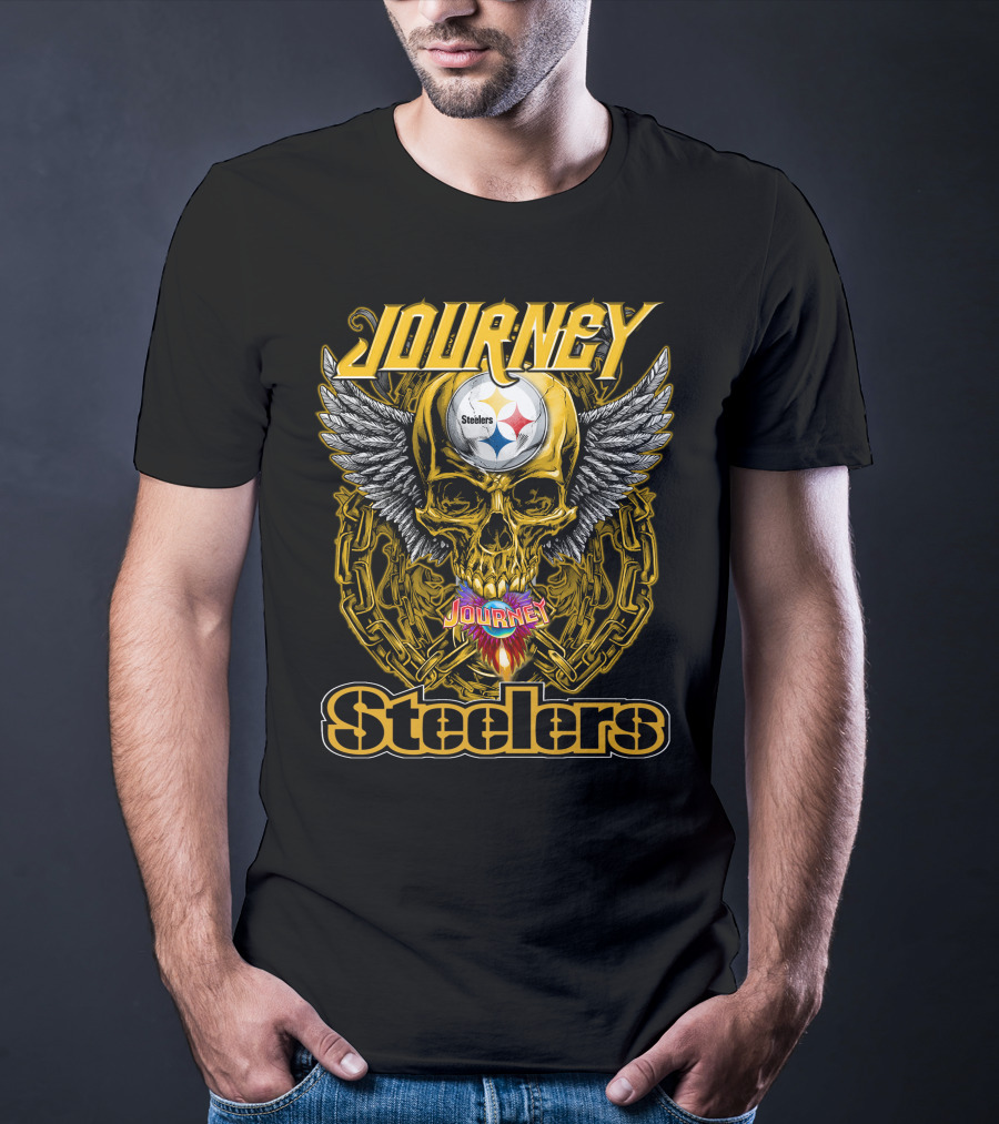 Journey Steelers Skull Wings Chain T-Shirt